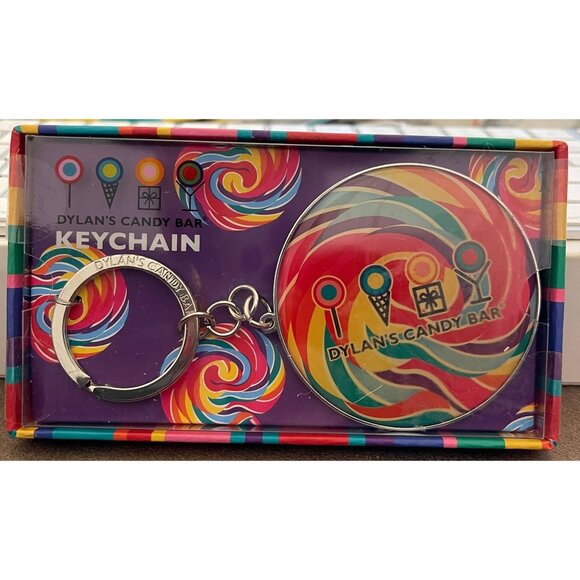 Dylan's Candy Rainbow Whirly Pop Lollipop Round Keychain Fob - Picture 7 of 7